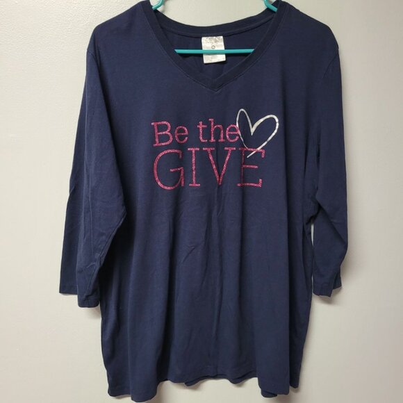 Be The Give Thirty-One Shirt Blue Heart Glitter Womens XL Bags Hostess Rep - Picture 7 of 7